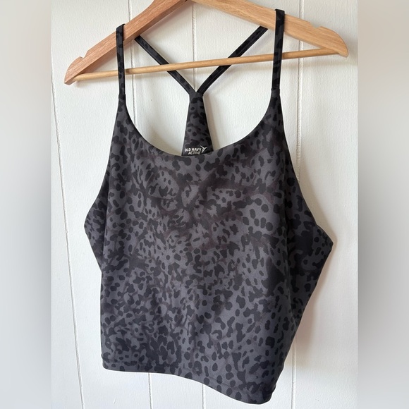 Old Navy Black Leopard Print Longline Sports Bra | XXL - Picture 2 of 5